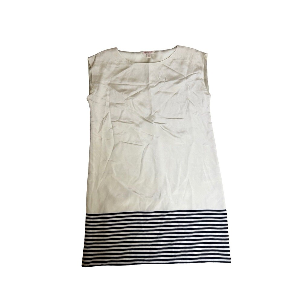 Brooks Brothers Red Fleece 100% Silk Striped Shift Dress Size 6 Black and White